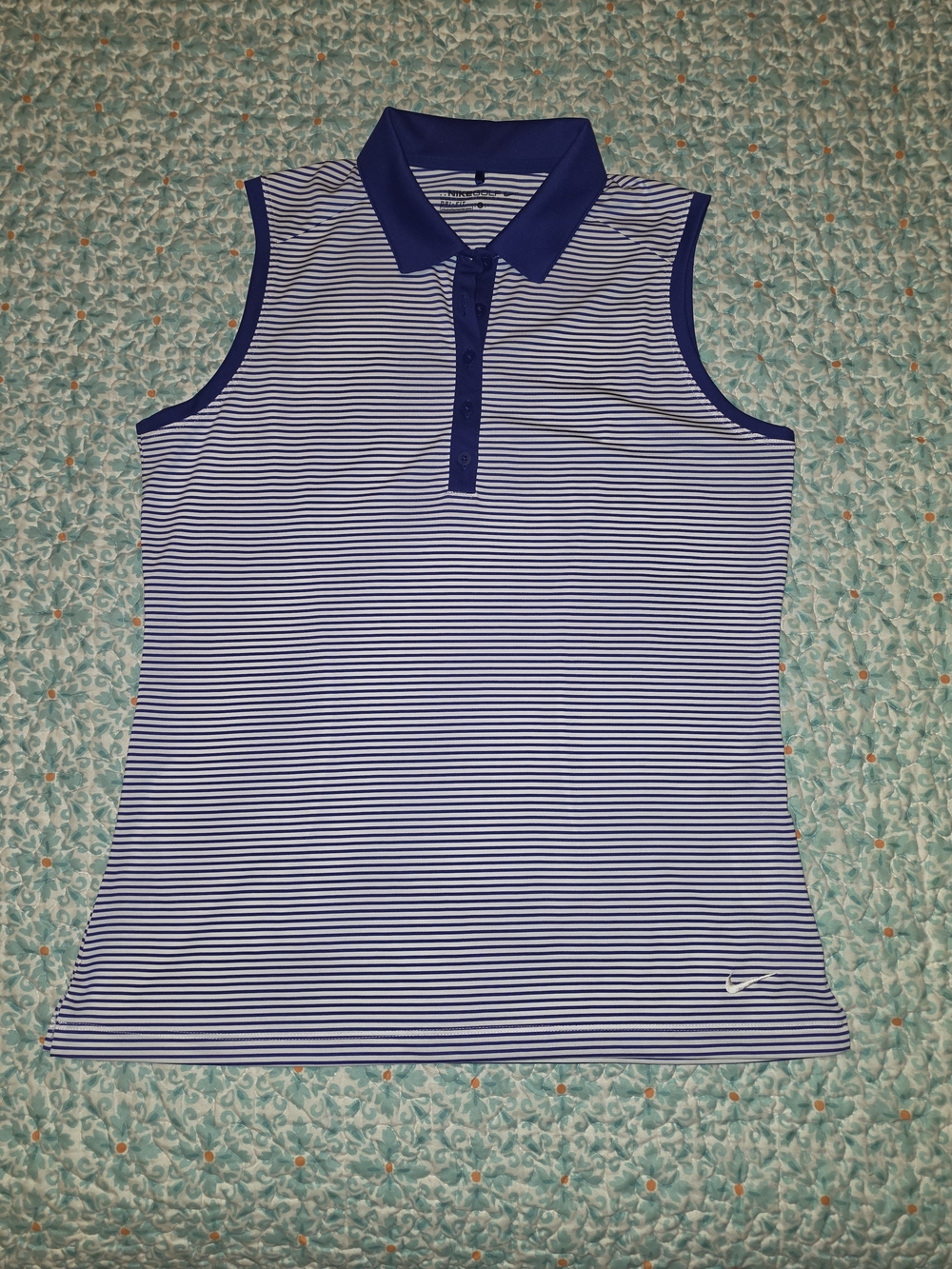 *NWOT* Nike Sleeveless Striped Polo Tank - Royal Blue & White